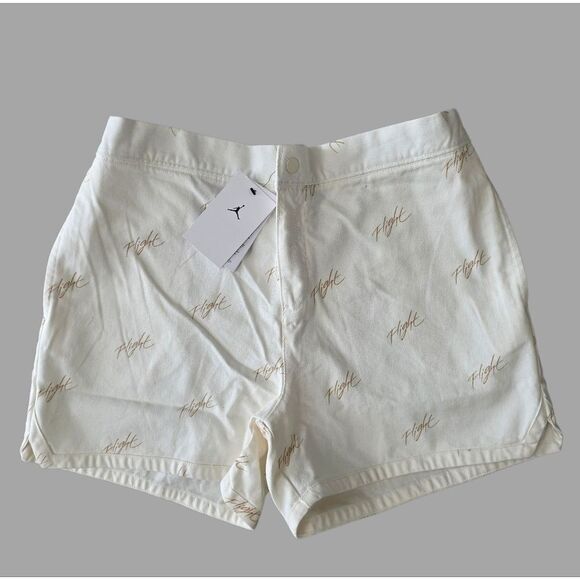 Nike Air Jordan MVP Flight Denim Jean Shorts White Beige Women's Large L AOP New - Picture 2 of 14